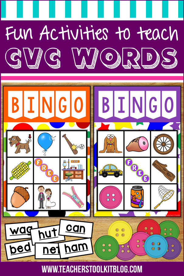 Image of a CVC words Bingo game