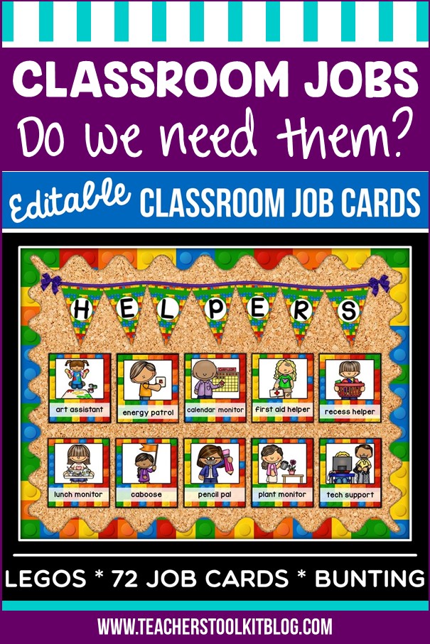 Image with a bulletin board containing classroom job cards with text "Classroom Jobs - are they worth it?"