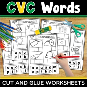 CVC Words Cut and Glue Worksheets