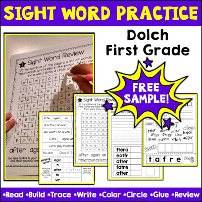 Cover Image of Dolch First Grade Sight Words Practice and Review Free Resource
