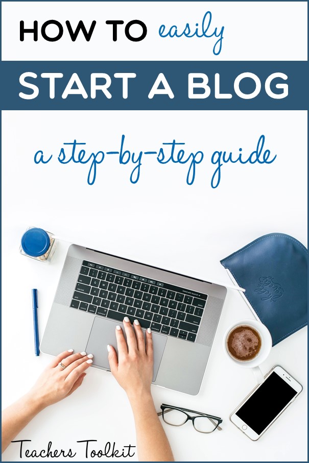 Image of a laptop with text "How to easily start a blog (with BlueHost), a step by step guide"