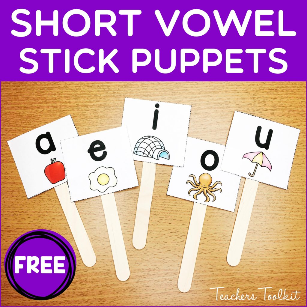 short vowel craft stick puppets