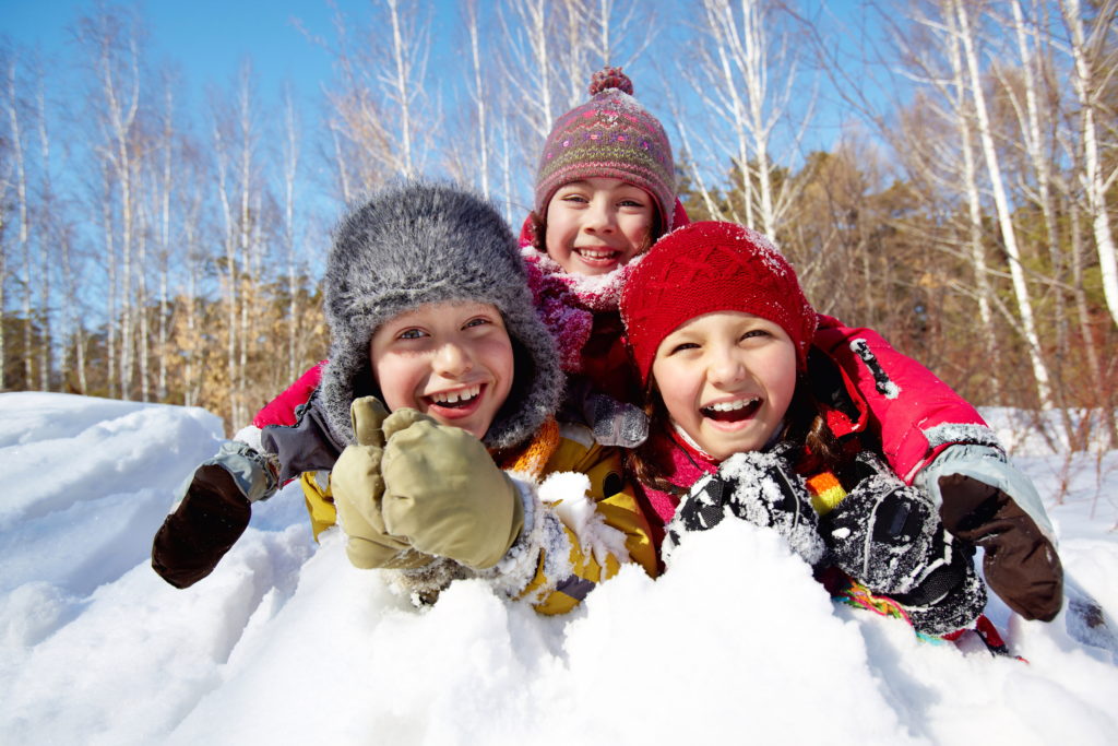 kids in the snow in winter