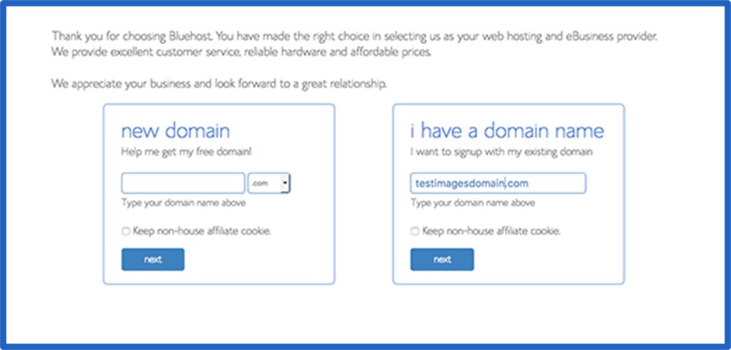 Image of sign up process at Bluehost with text "How To Start A Blog Easily (with Bluehost)"