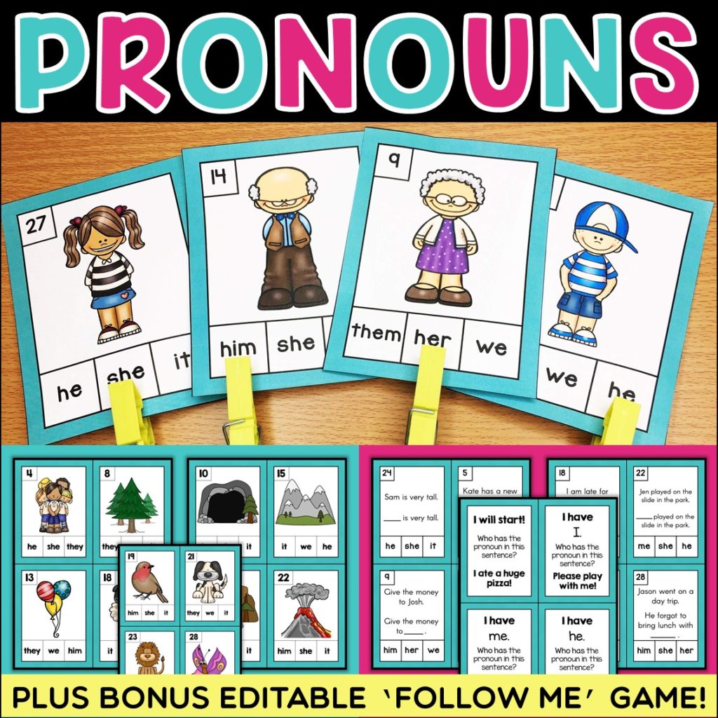 pronouns matching game clip it center