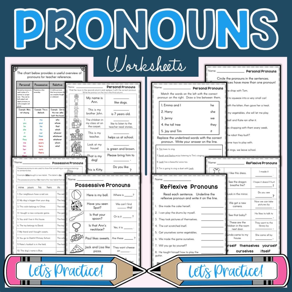 pronoun practice set worksheets