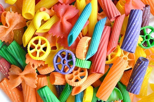 dyed pasta for teaching punctuation