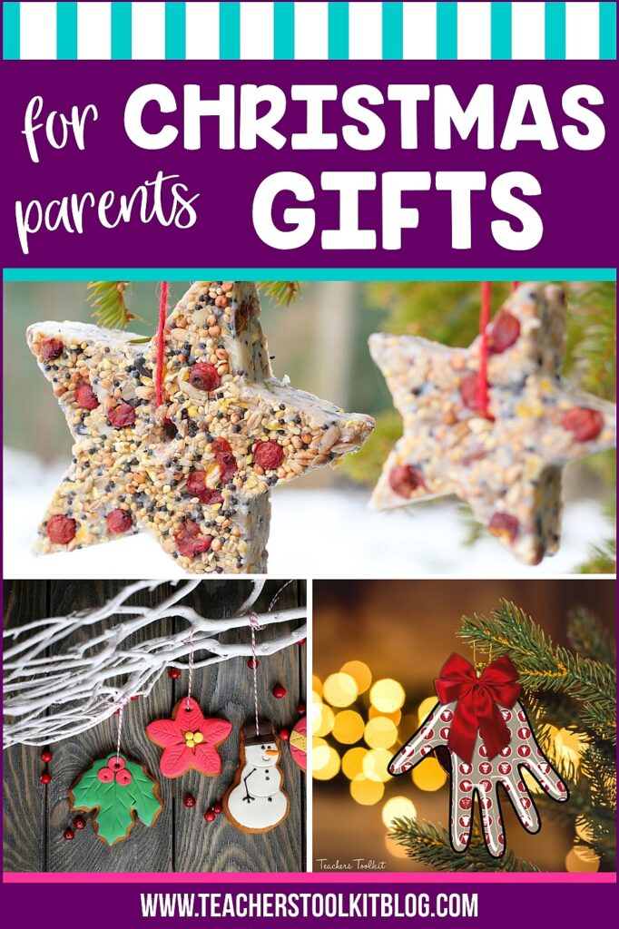Image of Christmas ornaments for parents with text "Christmas Gifts for Parents"