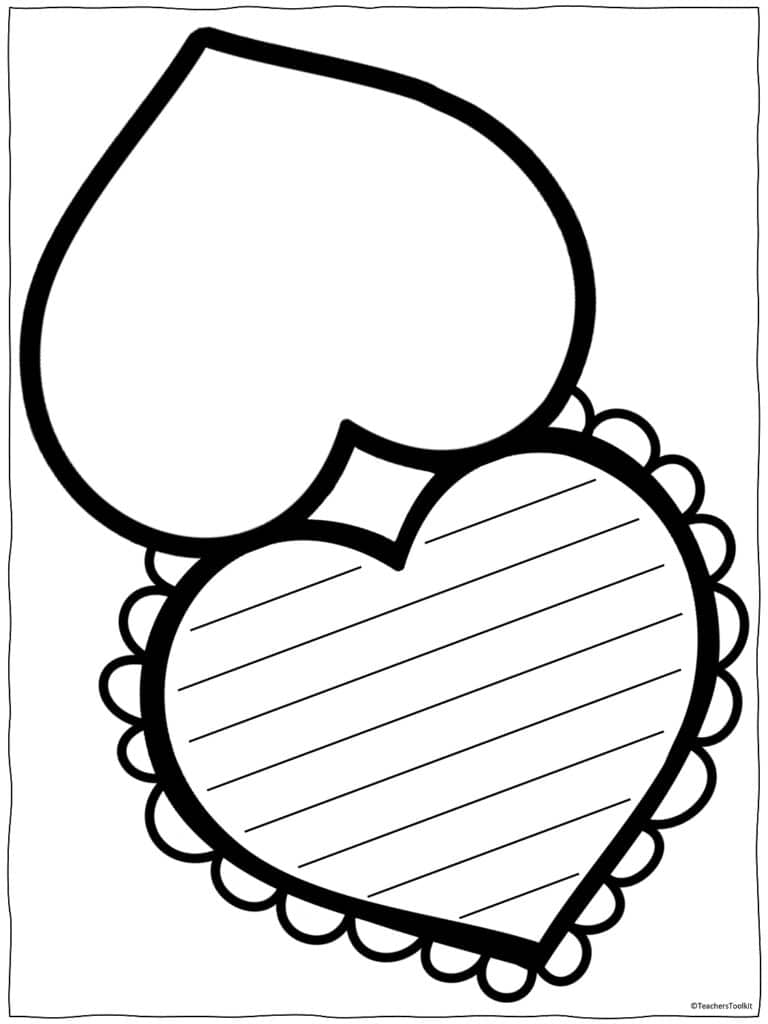 Image of a blank heart with flap with writing lines.