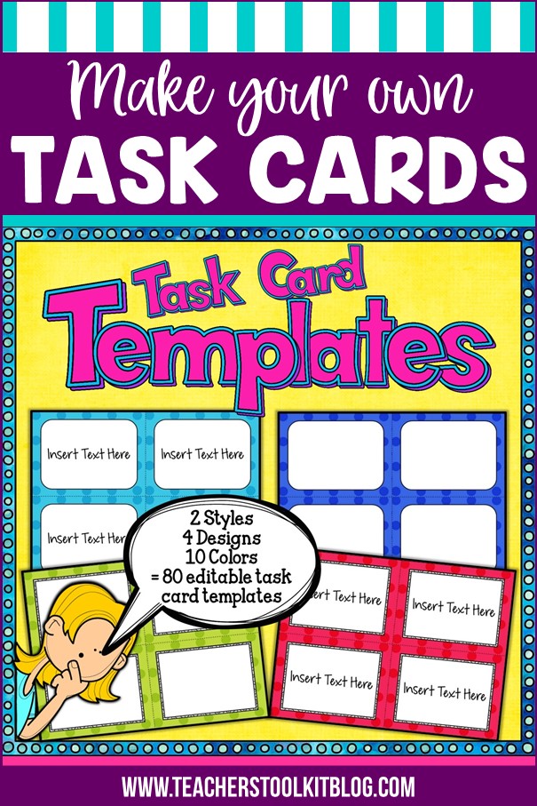 Image of task card templates with text "Make your own task cards"