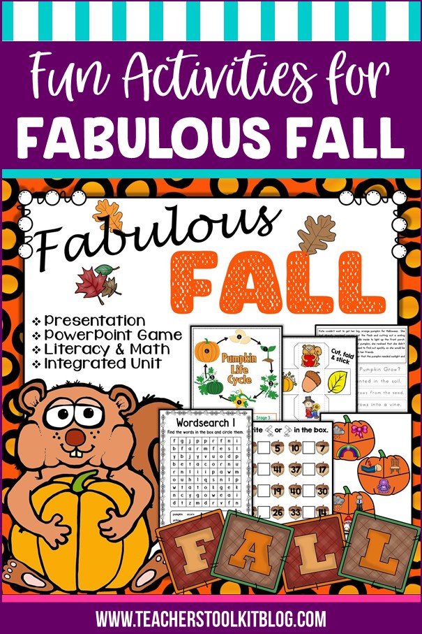 Image of a fall signs with text "Fun Activities for Fabulous Fall"