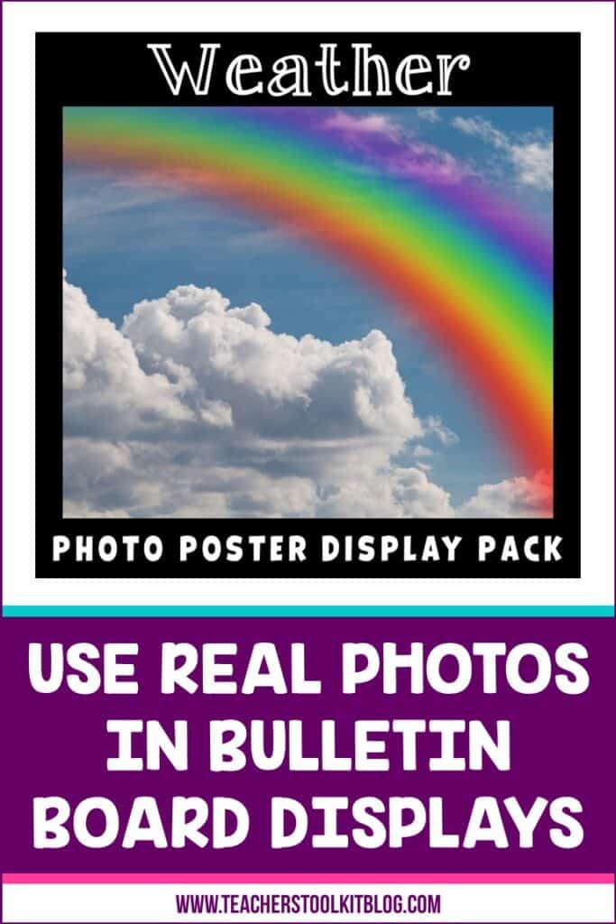 Image of a rainbow with text "Weather Photo Poster Display Pack"